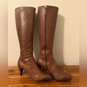 Jil Sander Knee High Boots w/ Snakeskin Toe Detail